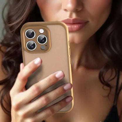 For iPhone 16 Pro Fanying Series Precision Camera Hole PC Hybrid TPU Translucent Frosted Phone Case - Desert Gold - EDA009893414G