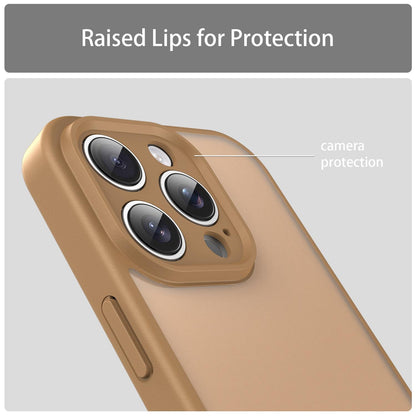 For iPhone 16 Pro Fanying Series Precision Camera Hole PC Hybrid TPU Translucent Frosted Phone Case - Desert Gold - EDA009893414G
