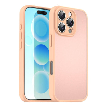 For iPhone 16 Pro Fanying Series Precision Camera Hole PC Hybrid TPU Translucent Frosted Phone Case - Rouge Powder - EDA009893414I