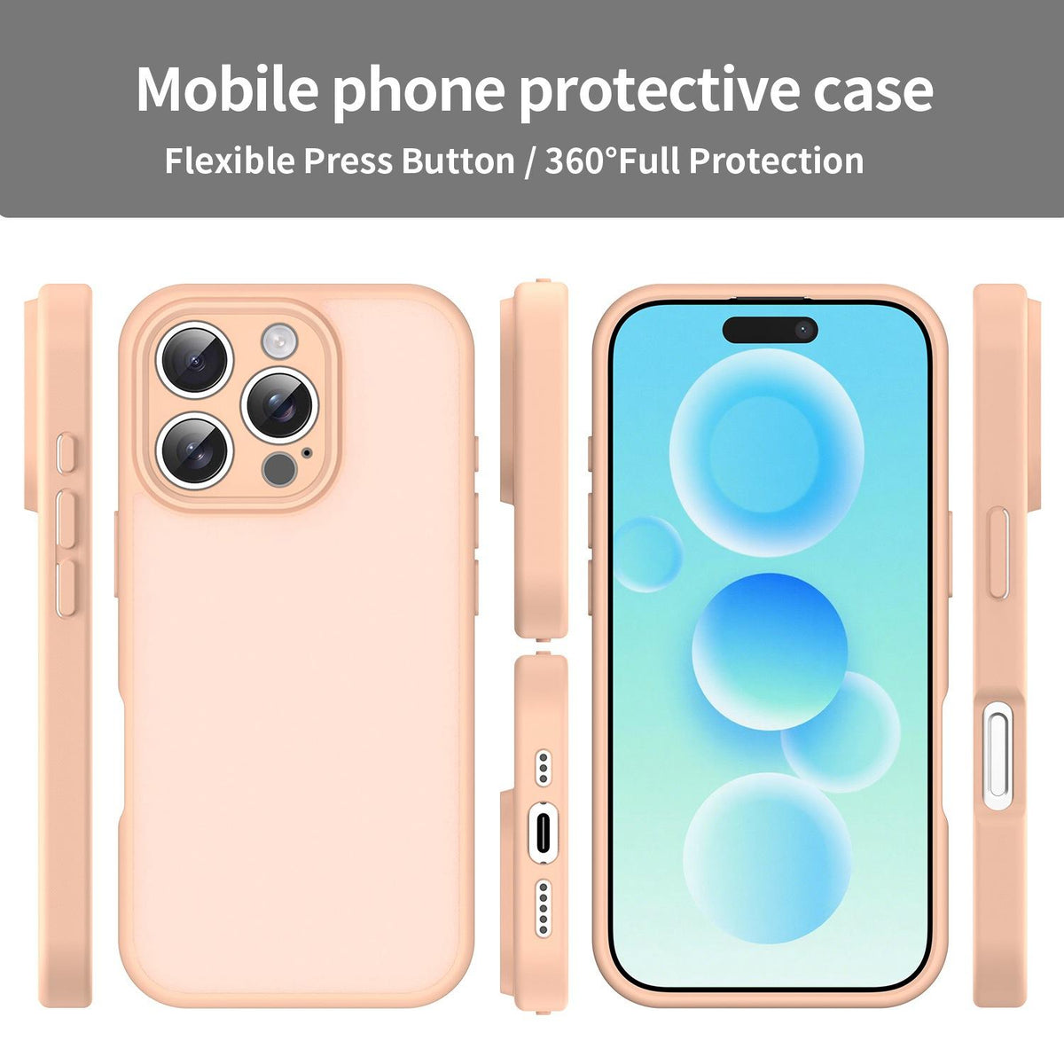For iPhone 16 Pro Fanying Series Precision Camera Hole PC Hybrid TPU Translucent Frosted Phone Case - Rouge Powder - EDA009893414I