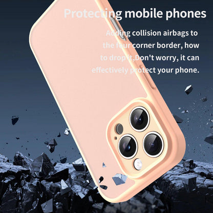 For iPhone 16 Pro Fanying Series Precision Camera Hole PC Hybrid TPU Translucent Frosted Phone Case - Rouge Powder - EDA009893414I