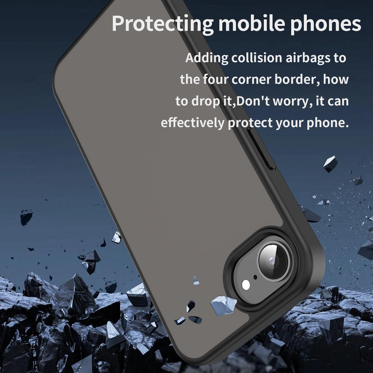 For iPhone 16e / 17e Fanying Series Precision Camera Hole PC Hybrid TPU Translucent Frosted Phone Case - Translucent Black - EDA009893416A