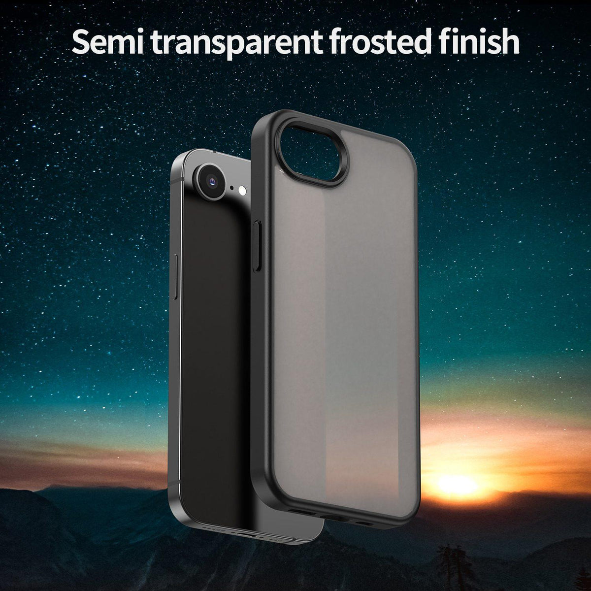 For iPhone 16e / 17e Fanying Series Precision Camera Hole PC Hybrid TPU Translucent Frosted Phone Case - Translucent Black - EDA009893416A