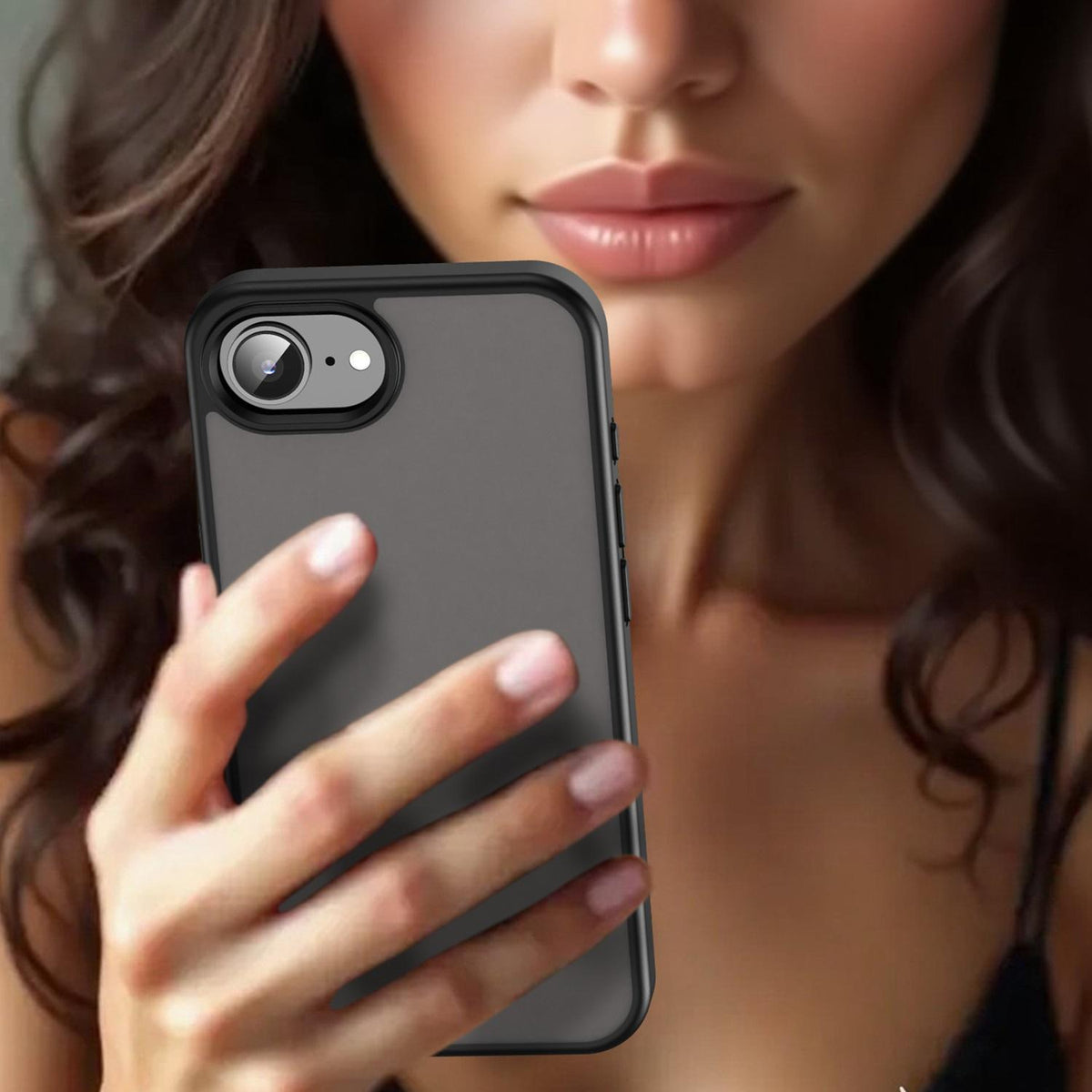 For iPhone 16e / 17e Fanying Series Precision Camera Hole PC Hybrid TPU Translucent Frosted Phone Case - Translucent Black - EDA009893416A