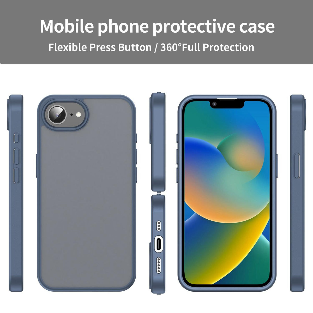 For iPhone 16e / 17e Fanying Series Precision Camera Hole PC Hybrid TPU Translucent Frosted Phone Case - Cyan Blue - EDA009893416C