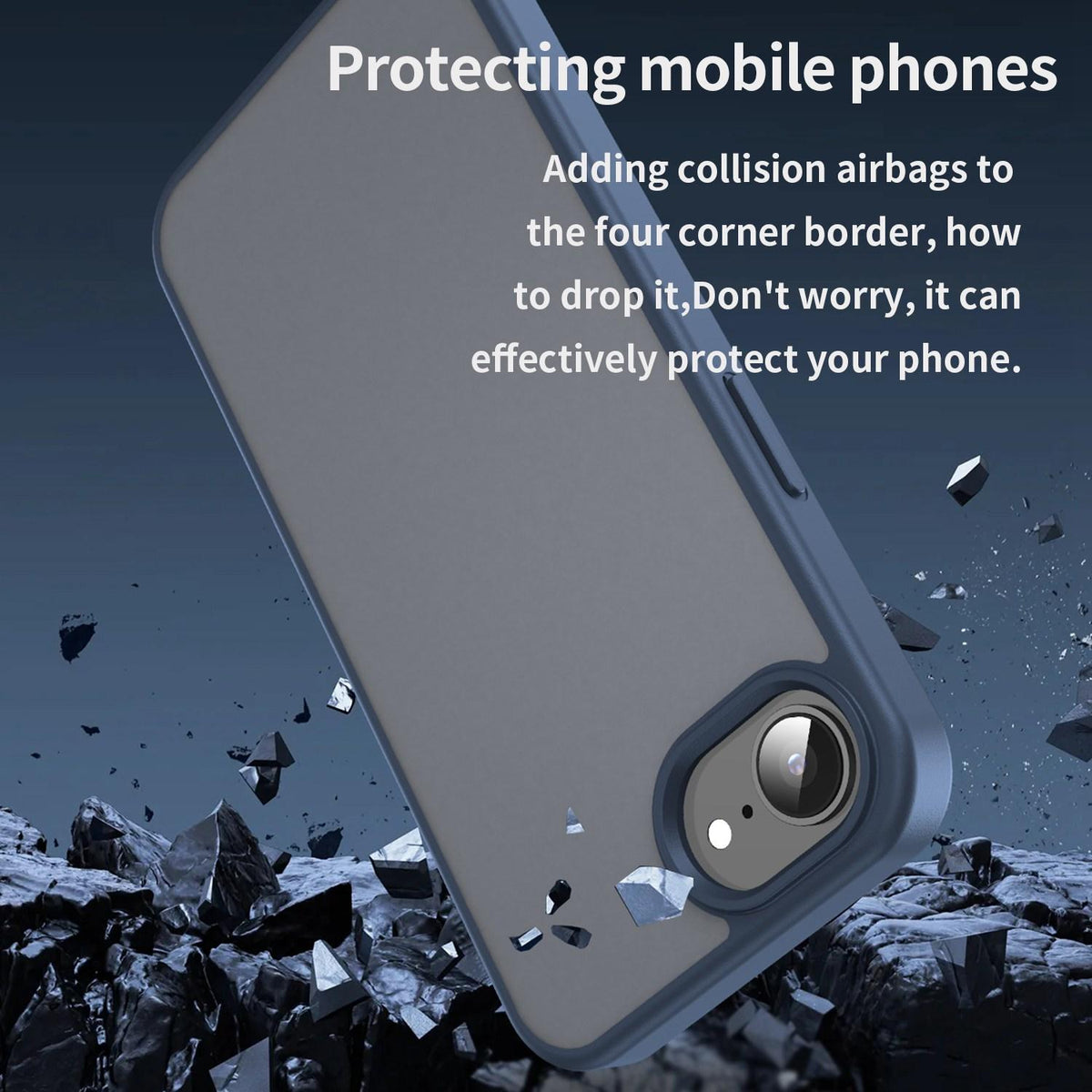 For iPhone 16e / 17e Fanying Series Precision Camera Hole PC Hybrid TPU Translucent Frosted Phone Case - Cyan Blue - EDA009893416C