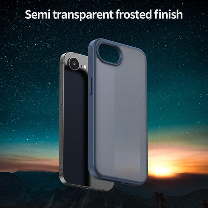 For iPhone 16e / 17e Fanying Series Precision Camera Hole PC Hybrid TPU Translucent Frosted Phone Case - Cyan Blue - EDA009893416C