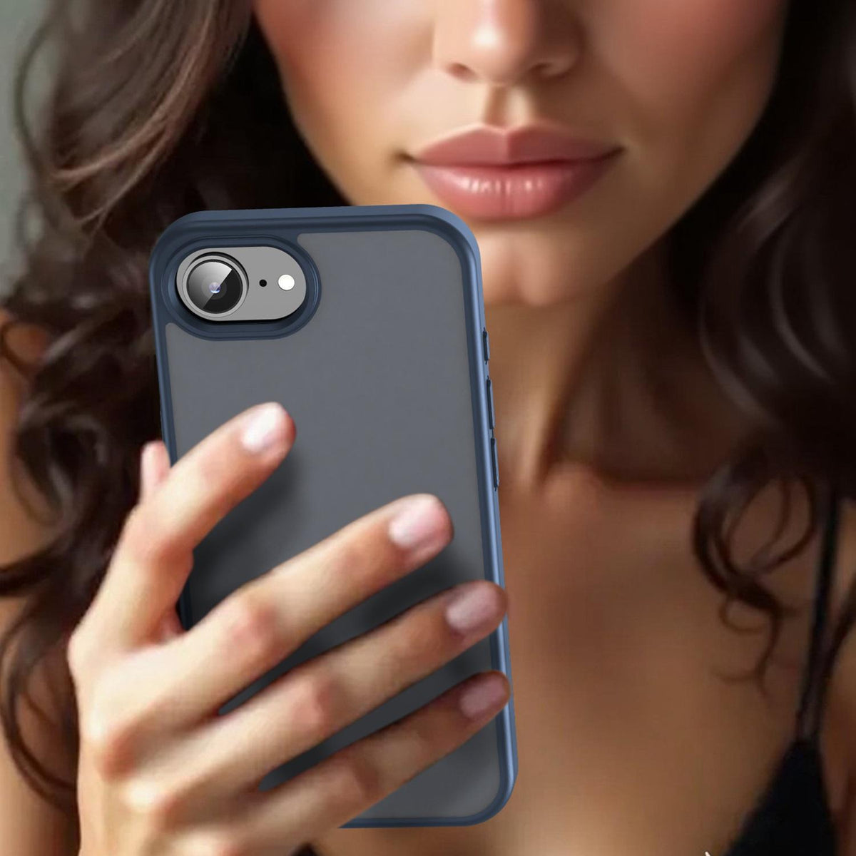 For iPhone 16e / 17e Fanying Series Precision Camera Hole PC Hybrid TPU Translucent Frosted Phone Case - Cyan Blue - EDA009893416C