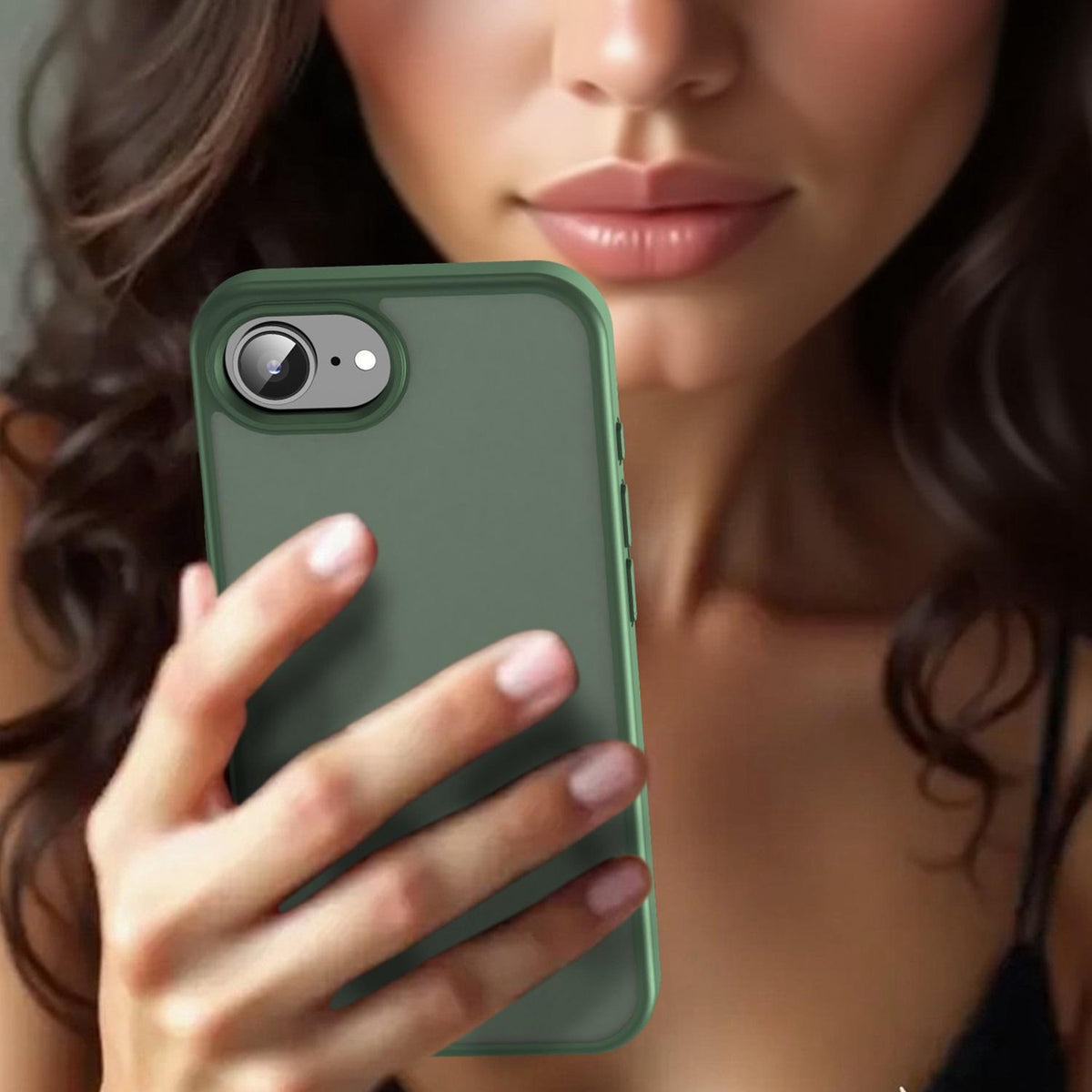For iPhone 16e / 17e Fanying Series Precision Camera Hole PC Hybrid TPU Translucent Frosted Phone Case - Olive Green - EDA009893416D