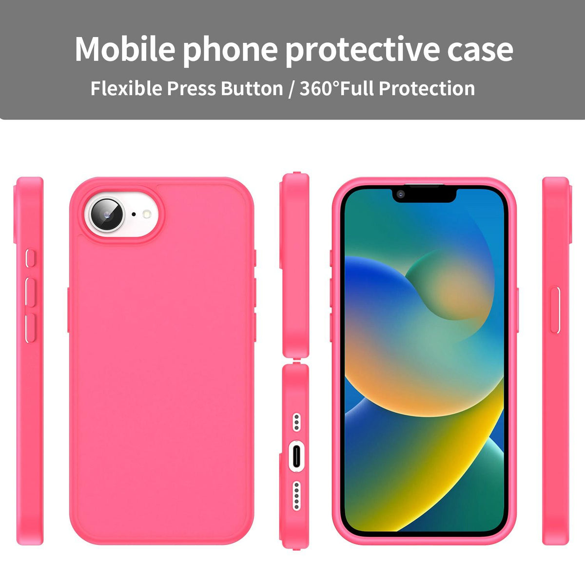 For iPhone 16e / 17e Fanying Series Precision Camera Hole PC Hybrid TPU Translucent Frosted Phone Case - Rose Red - EDA009893416E
