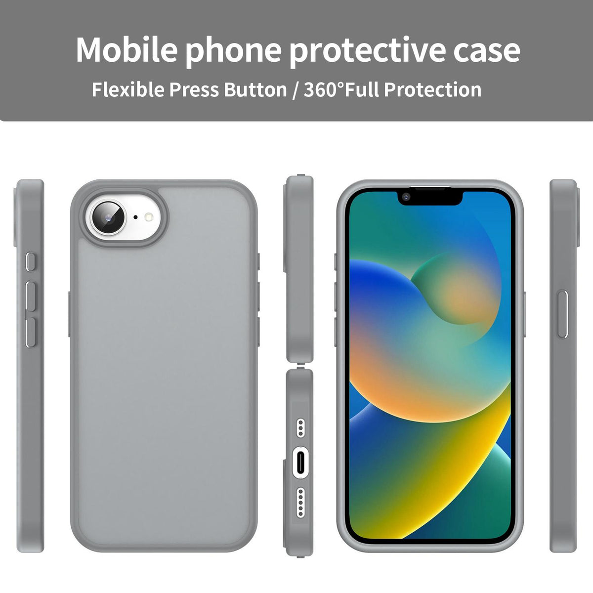 For iPhone 16e / 17e Fanying Series Precision Camera Hole PC Hybrid TPU Translucent Frosted Phone Case - Silver Grey - EDA009893416F