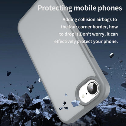 For iPhone 16e / 17e Fanying Series Precision Camera Hole PC Hybrid TPU Translucent Frosted Phone Case - Silver Grey - EDA009893416F