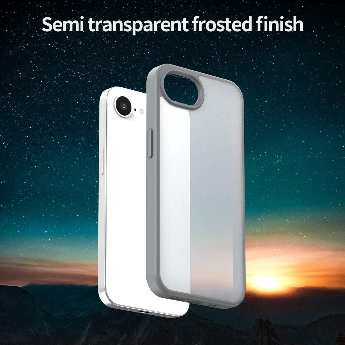 For iPhone 16e / 17e Fanying Series Precision Camera Hole PC Hybrid TPU Translucent Frosted Phone Case - Silver Grey - EDA009893416F