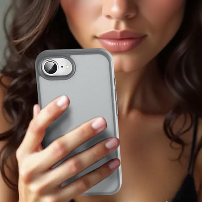 For iPhone 16e / 17e Fanying Series Precision Camera Hole PC Hybrid TPU Translucent Frosted Phone Case - Silver Grey - EDA009893416F