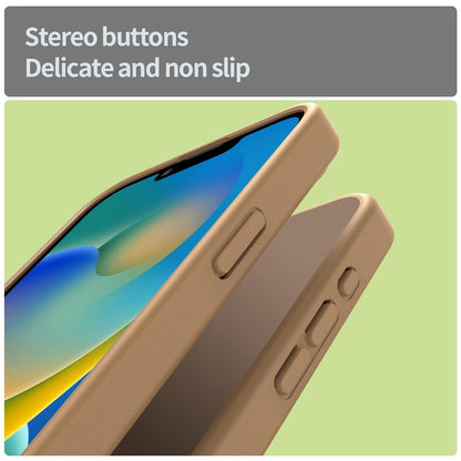 For iPhone 16e / 17e Fanying Series Precision Camera Hole PC Hybrid TPU Translucent Frosted Phone Case - Desert Gold - EDA009893416G