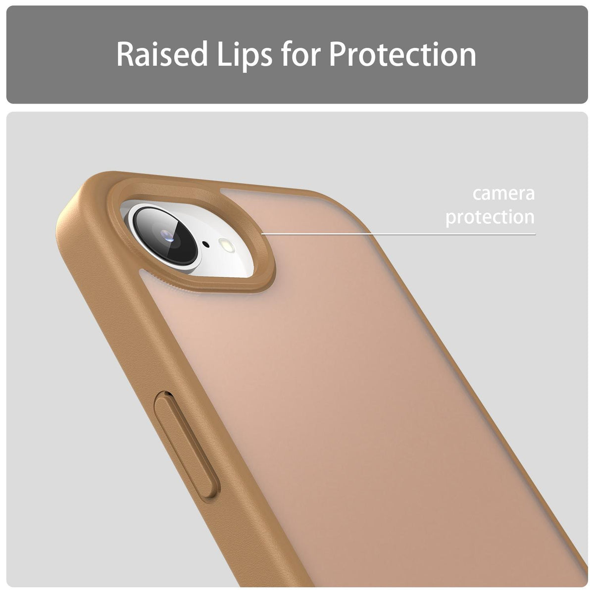 For iPhone 16e / 17e Fanying Series Precision Camera Hole PC Hybrid TPU Translucent Frosted Phone Case - Desert Gold - EDA009893416G