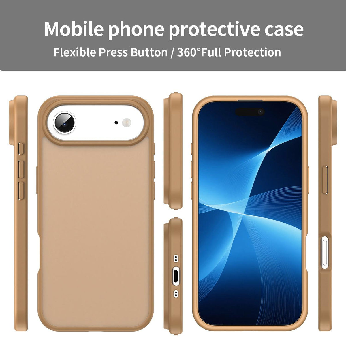 For iPhone Air Fanying Series Precision Camera Hole PC Hybrid TPU Translucent Frosted Phone Case - Desert Gold - EDA009893418G