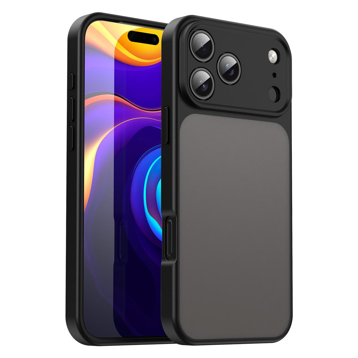 For iPhone 18 Pro Fanying Series Precision Camera Hole PC Hybrid TPU Translucent Frosted Phone Case - Translucent Black - EDA009893422A