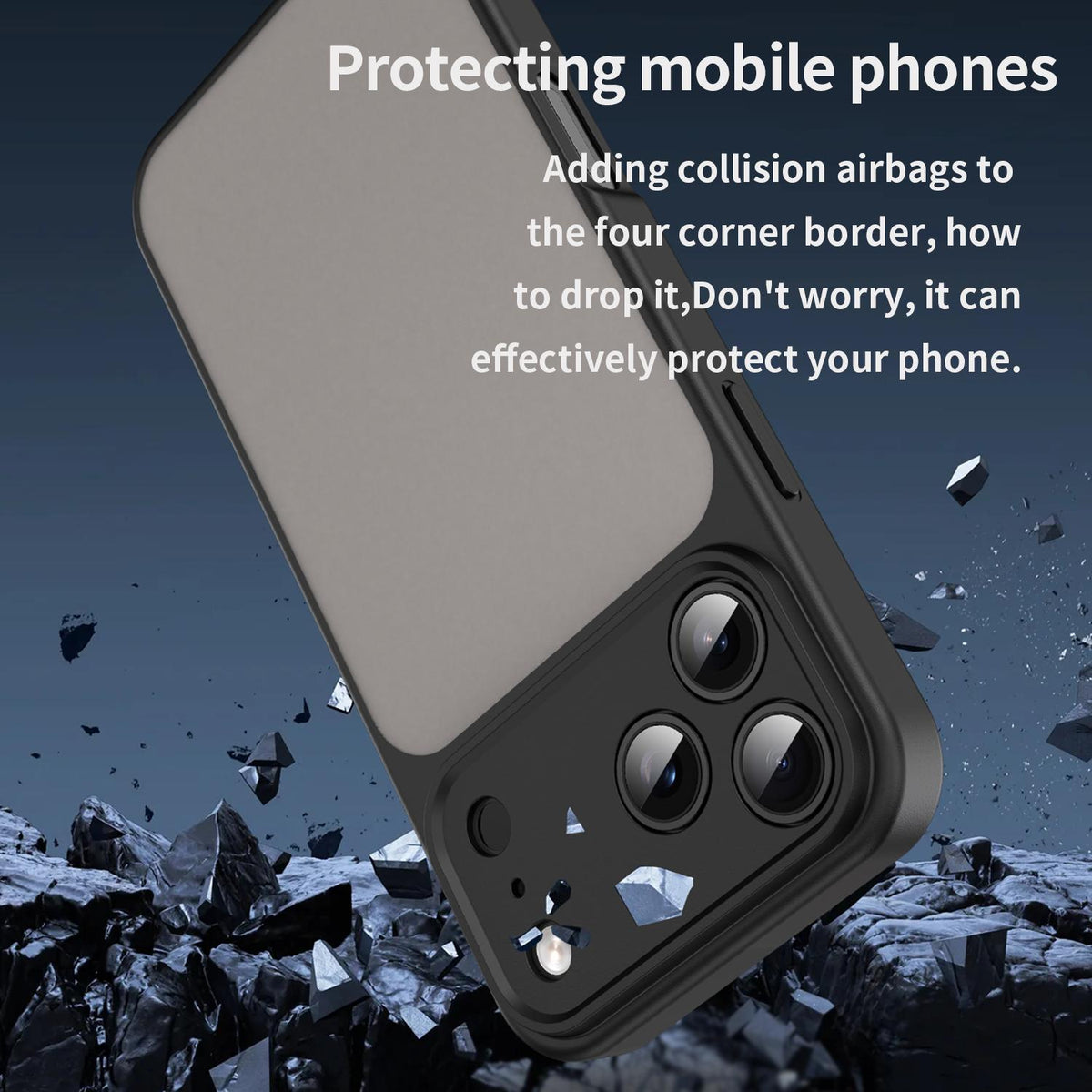 For iPhone 18 Pro Fanying Series Precision Camera Hole PC Hybrid TPU Translucent Frosted Phone Case - Translucent Black - EDA009893422A