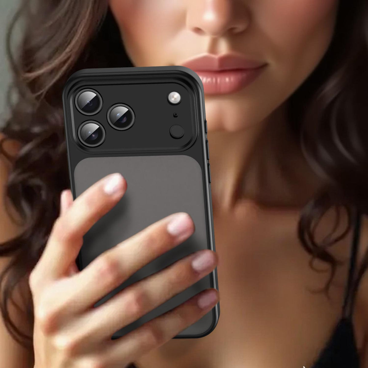 For iPhone 18 Pro Fanying Series Precision Camera Hole PC Hybrid TPU Translucent Frosted Phone Case - Translucent Black - EDA009893422A