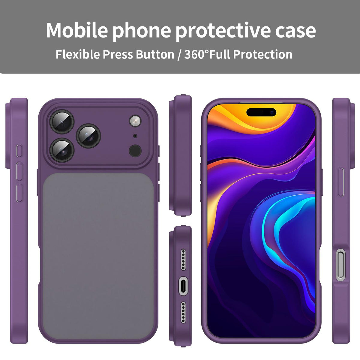 For iPhone 18 Pro Fanying Series Precision Camera Hole PC Hybrid TPU Translucent Frosted Phone Case - Crystal Purple - EDA009893422B