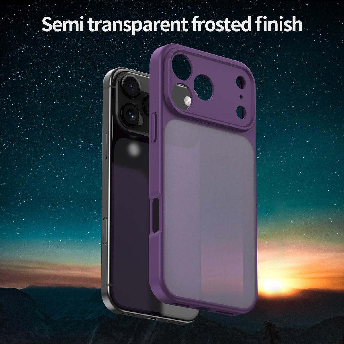 For iPhone 18 Pro Fanying Series Precision Camera Hole PC Hybrid TPU Translucent Frosted Phone Case - Crystal Purple - EDA009893422B