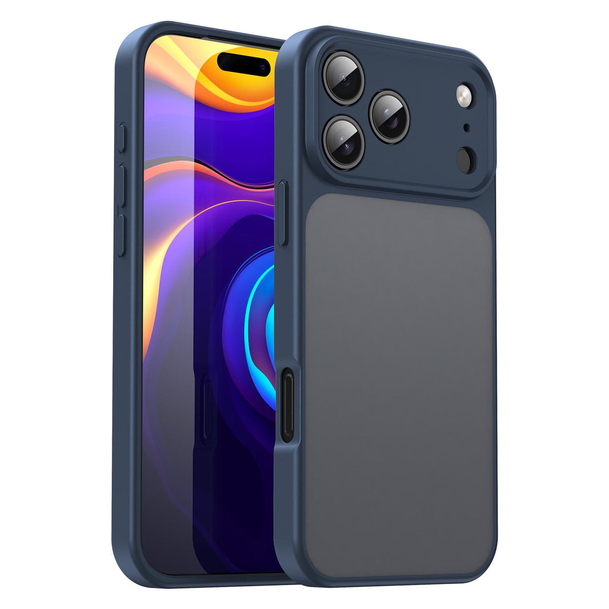 For iPhone 18 Pro Fanying Series Precision Camera Hole PC Hybrid TPU Translucent Frosted Phone Case - Cyan Blue - EDA009893422C
