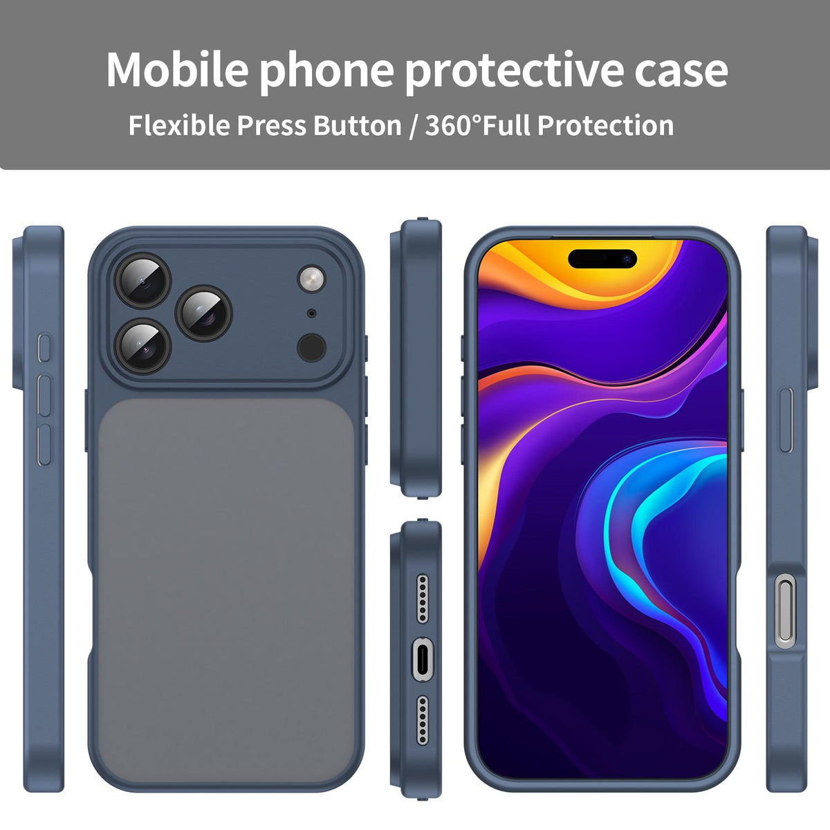 For iPhone 18 Pro Fanying Series Precision Camera Hole PC Hybrid TPU Translucent Frosted Phone Case - Cyan Blue - EDA009893422C