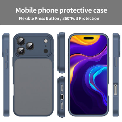 For iPhone 18 Pro Fanying Series Precision Camera Hole PC Hybrid TPU Translucent Frosted Phone Case - Cyan Blue - EDA009893422C