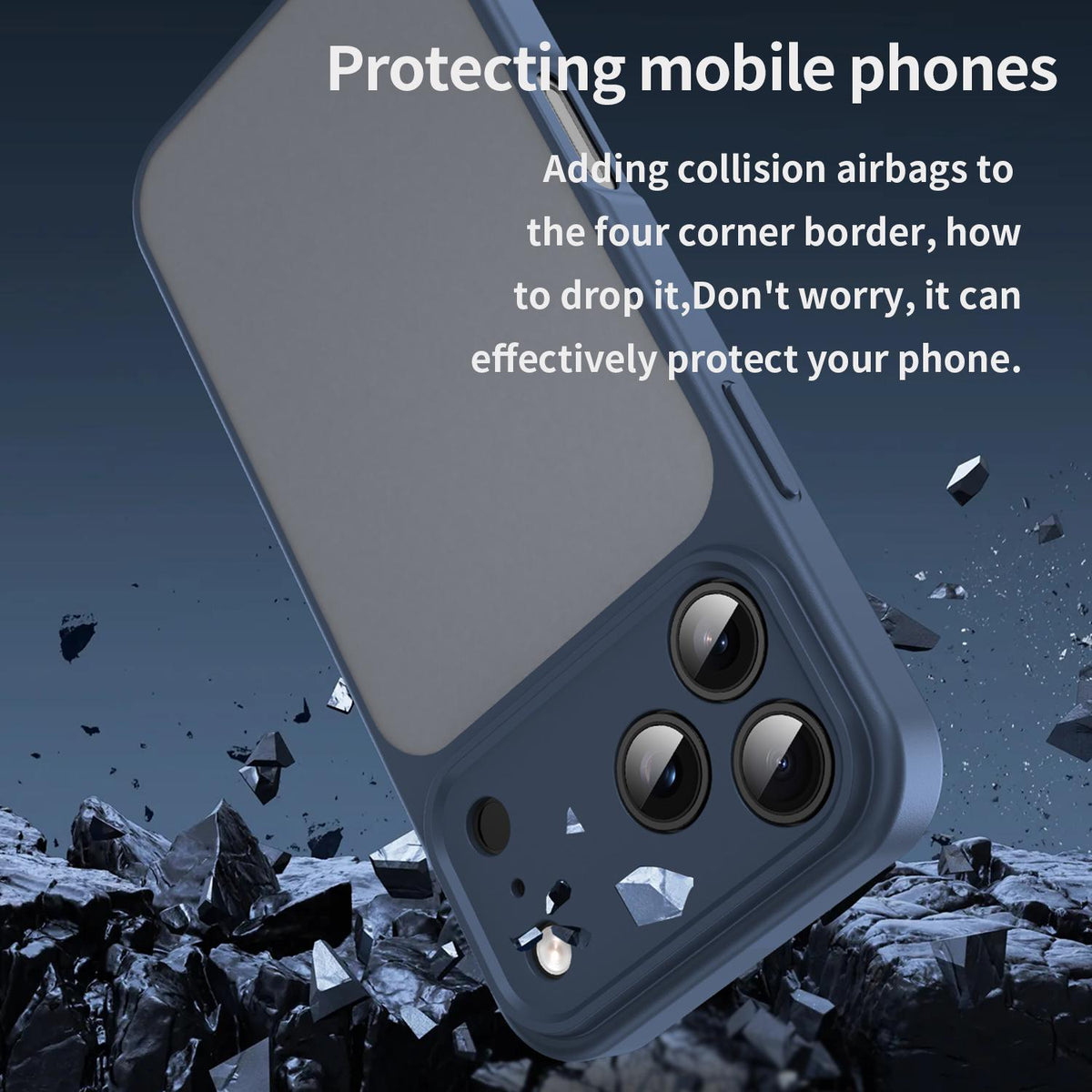 For iPhone 18 Pro Fanying Series Precision Camera Hole PC Hybrid TPU Translucent Frosted Phone Case - Cyan Blue - EDA009893422C