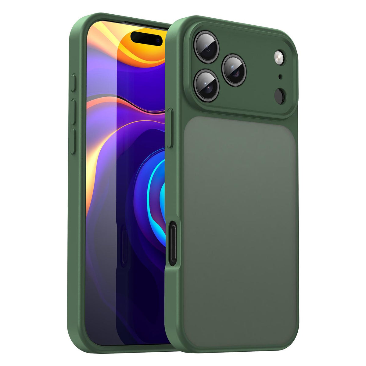 For iPhone 18 Pro Fanying Series Precision Camera Hole PC Hybrid TPU Translucent Frosted Phone Case - Olive Green - EDA009893422D