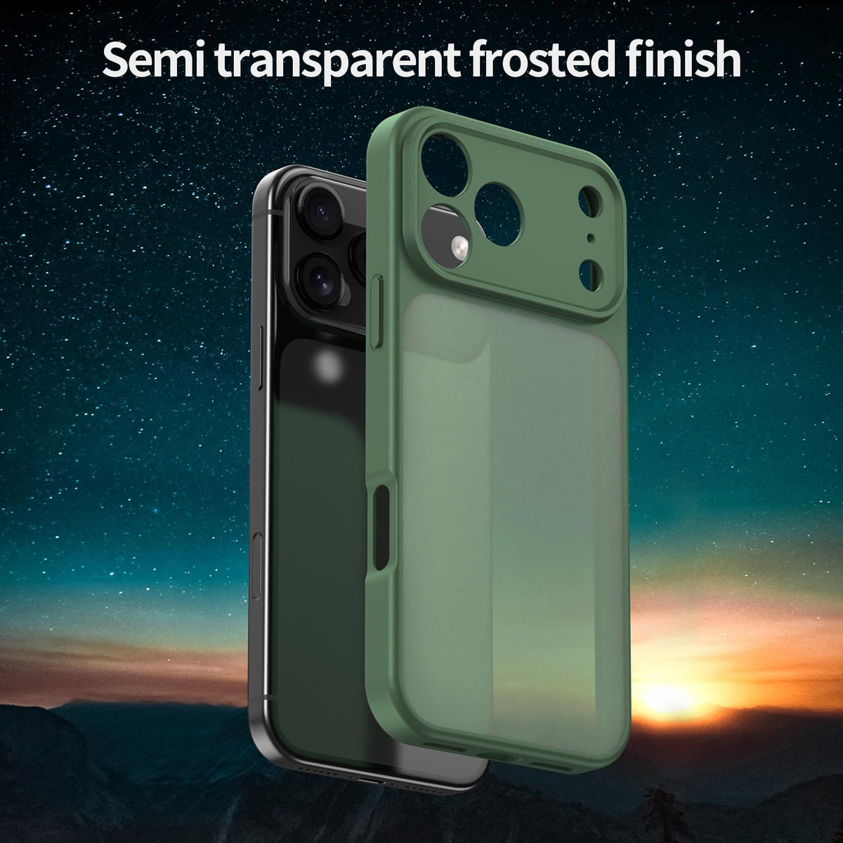 For iPhone 18 Pro Fanying Series Precision Camera Hole PC Hybrid TPU Translucent Frosted Phone Case - Olive Green - EDA009893422D
