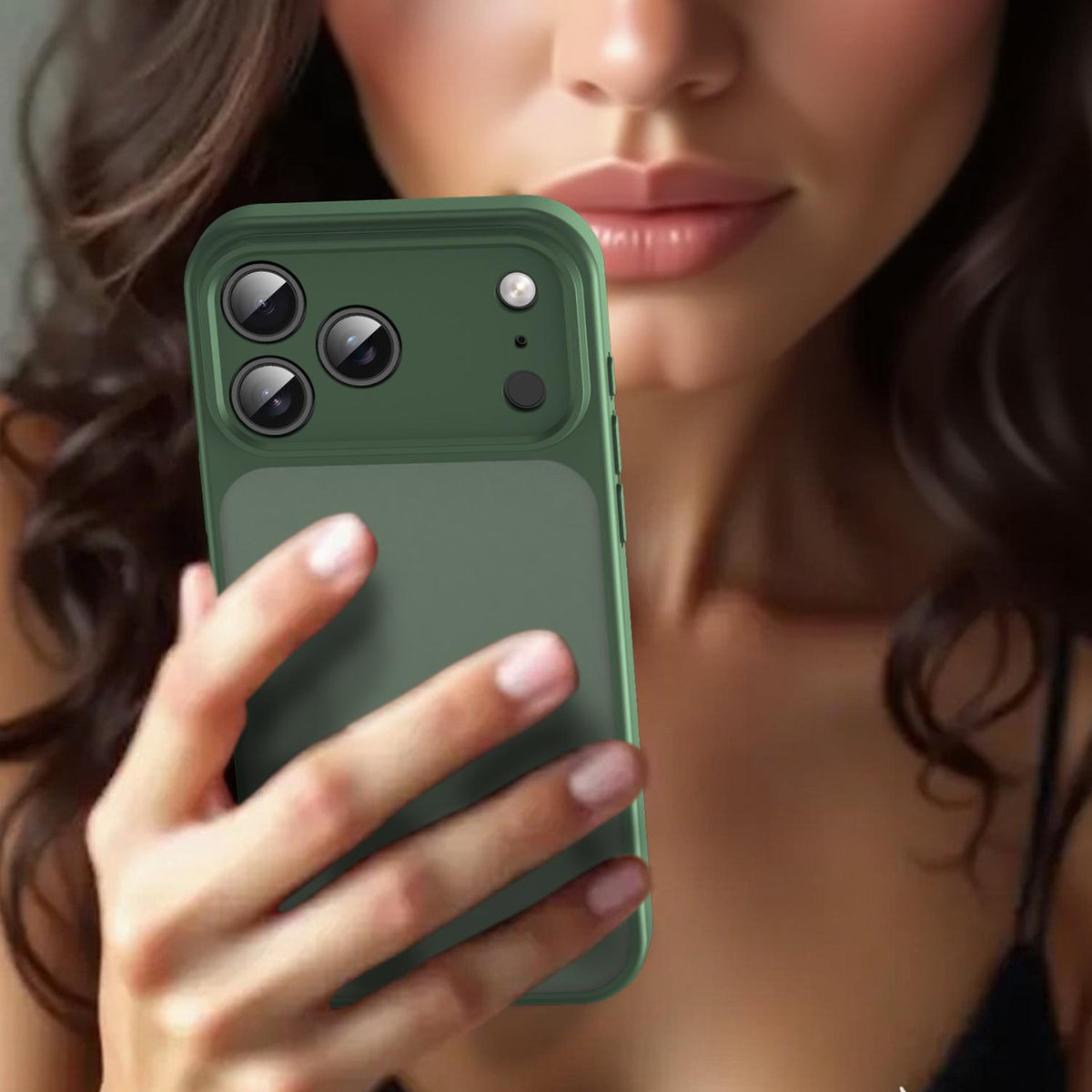 For iPhone 18 Pro Fanying Series Precision Camera Hole PC Hybrid TPU Translucent Frosted Phone Case - Olive Green - EDA009893422D