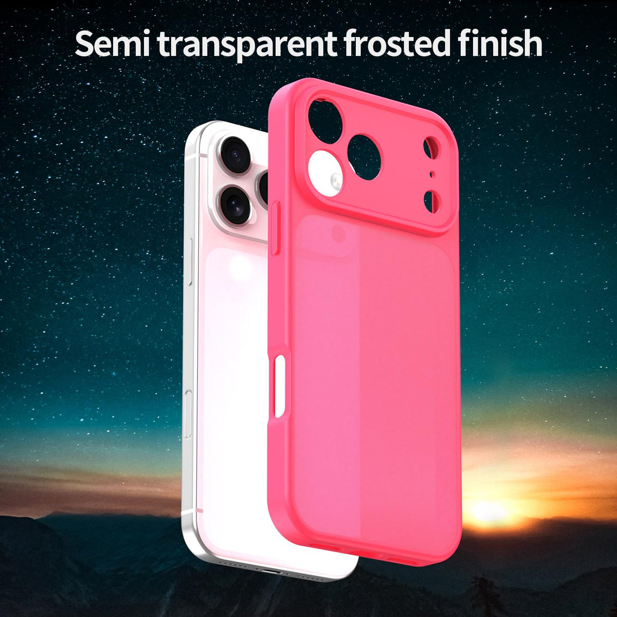 For iPhone 18 Pro Fanying Series Precision Camera Hole PC Hybrid TPU Translucent Frosted Phone Case - Rose Red - EDA009893422E