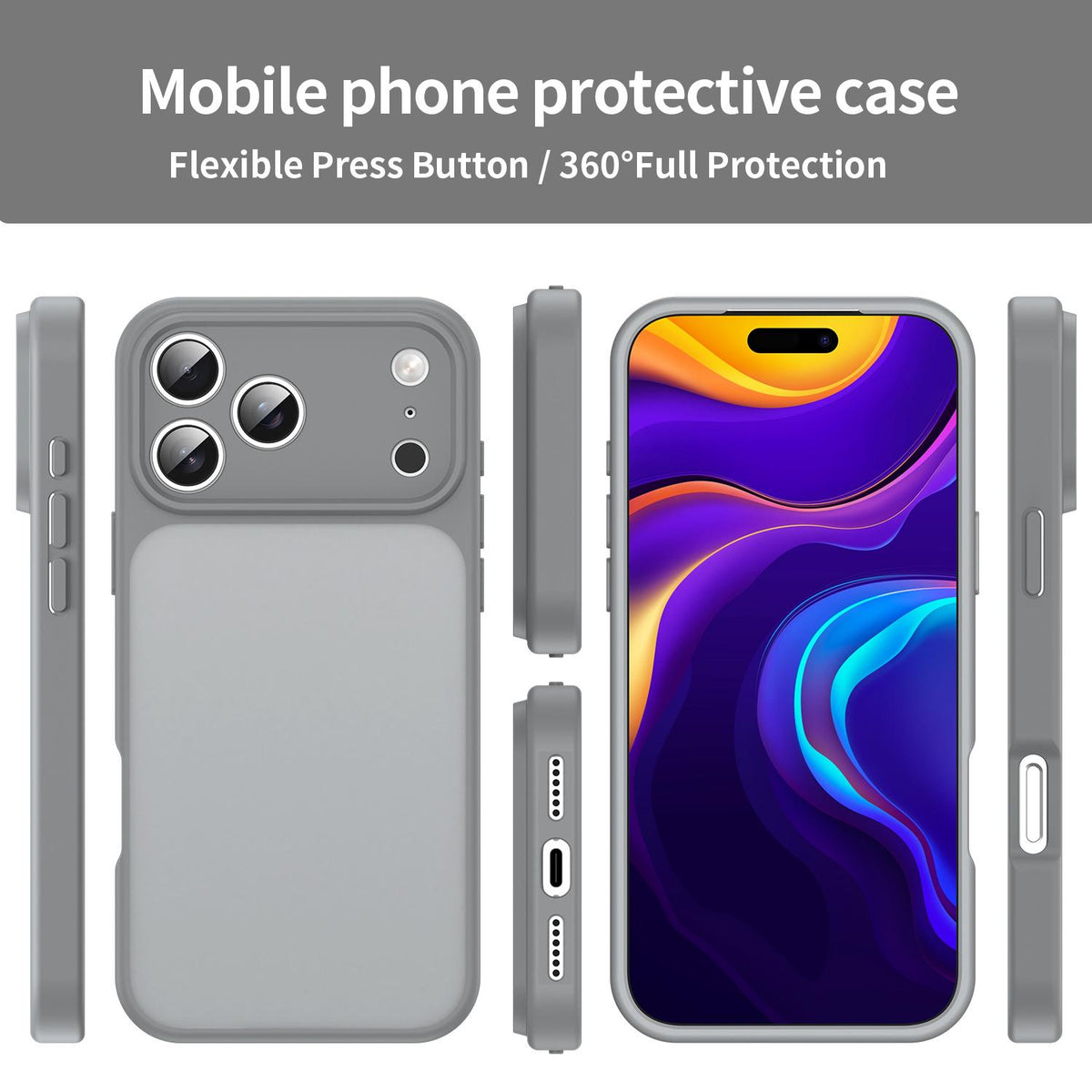 For iPhone 18 Pro Fanying Series Precision Camera Hole PC Hybrid TPU Translucent Frosted Phone Case - Silver Grey - EDA009893422F
