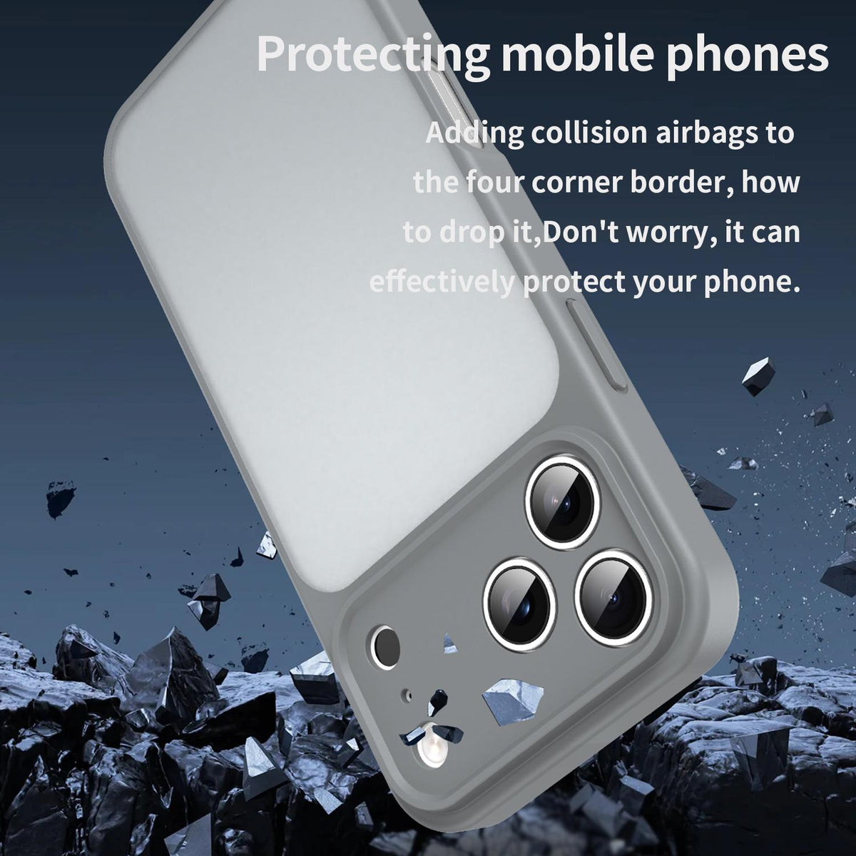 For iPhone 18 Pro Fanying Series Precision Camera Hole PC Hybrid TPU Translucent Frosted Phone Case - Silver Grey - EDA009893422F