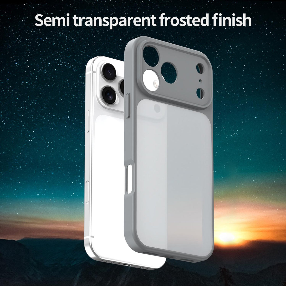 For iPhone 18 Pro Fanying Series Precision Camera Hole PC Hybrid TPU Translucent Frosted Phone Case - Silver Grey - EDA009893422F