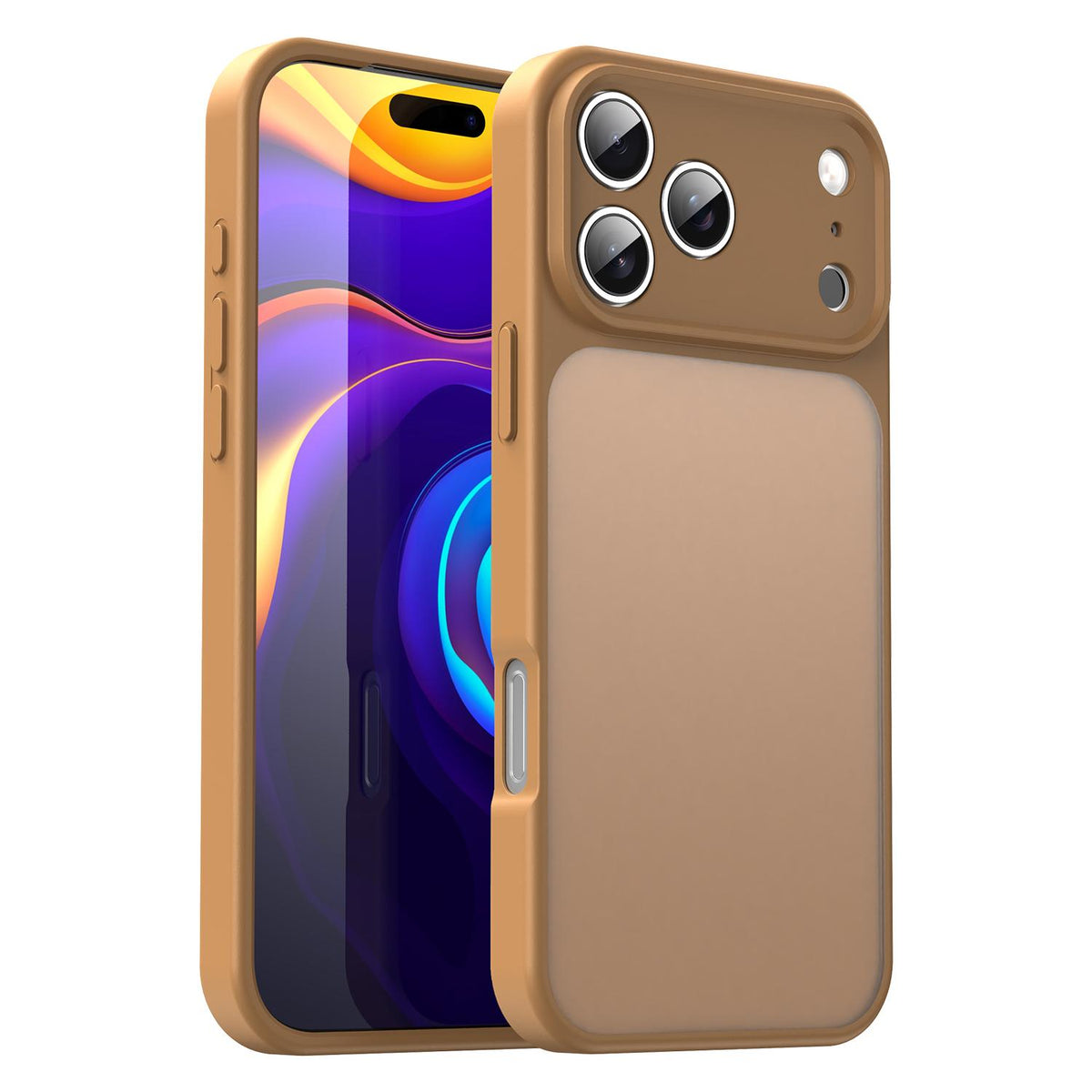 For iPhone 18 Pro Fanying Series Precision Camera Hole PC Hybrid TPU Translucent Frosted Phone Case - Desert Gold - EDA009893422G