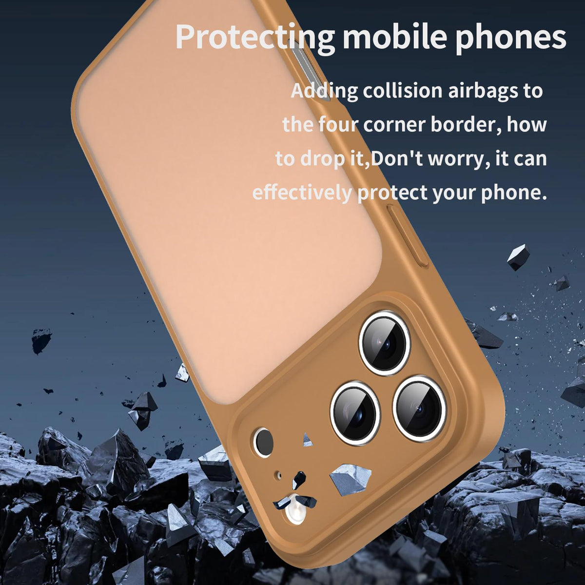 For iPhone 18 Pro Fanying Series Precision Camera Hole PC Hybrid TPU Translucent Frosted Phone Case - Desert Gold - EDA009893422G