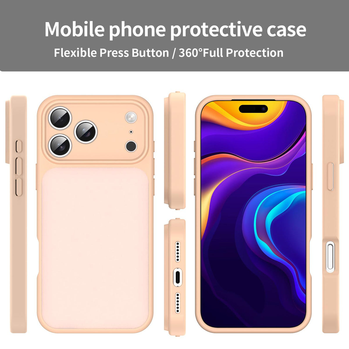 For iPhone 18 Pro Fanying Series Precision Camera Hole PC Hybrid TPU Translucent Frosted Phone Case - Rouge Powder - EDA009893422I