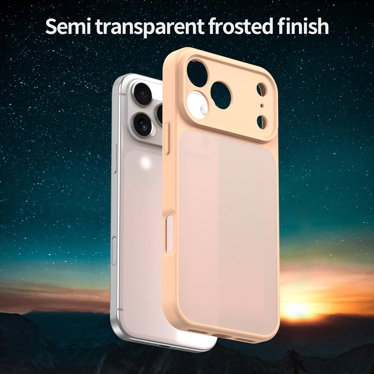For iPhone 18 Pro Fanying Series Precision Camera Hole PC Hybrid TPU Translucent Frosted Phone Case - Rouge Powder - EDA009893422I