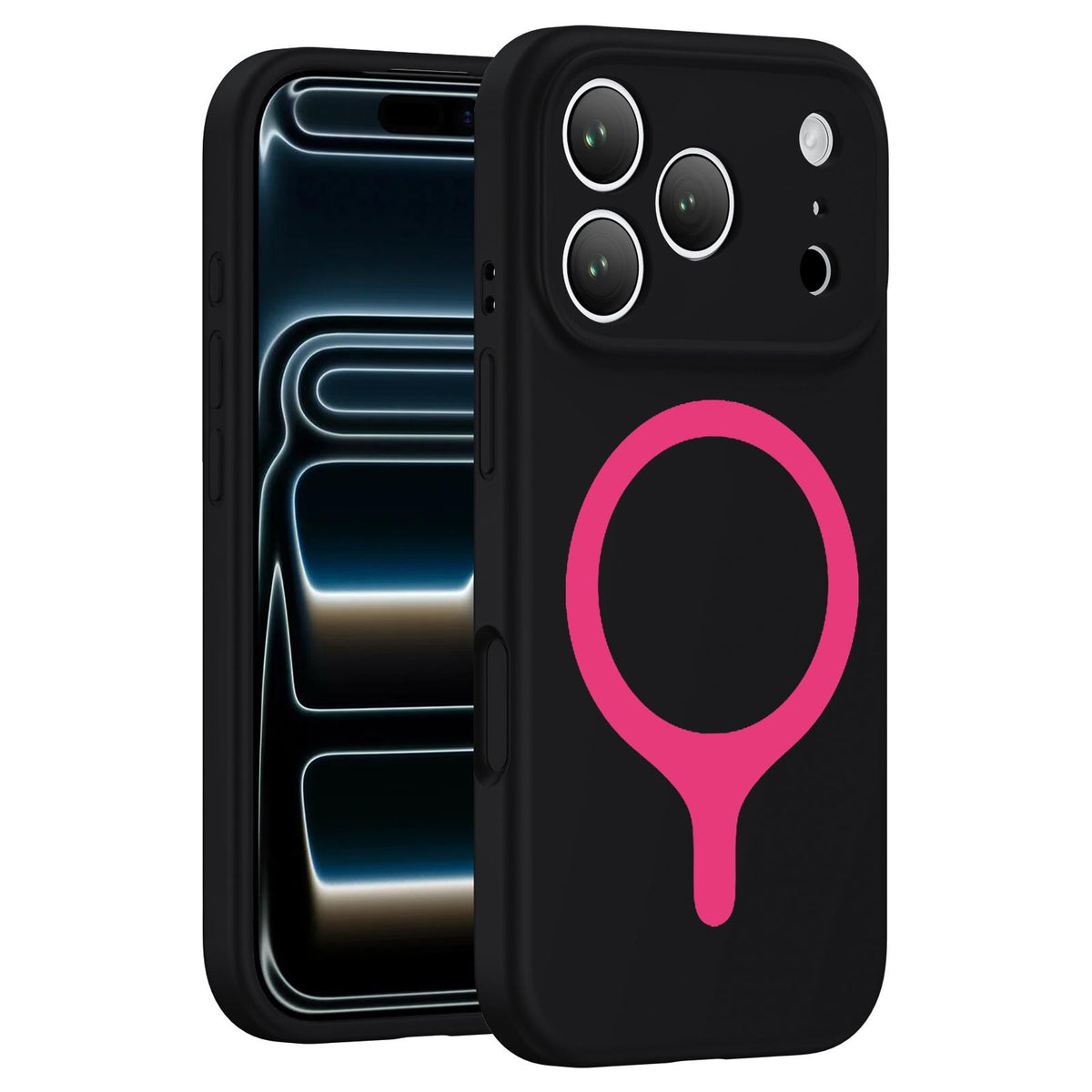 For iPhone 17 Pro Max Transforms Into 17 Series Liquid Silicone Magnetic Phone Case - Black - EDA009893601B