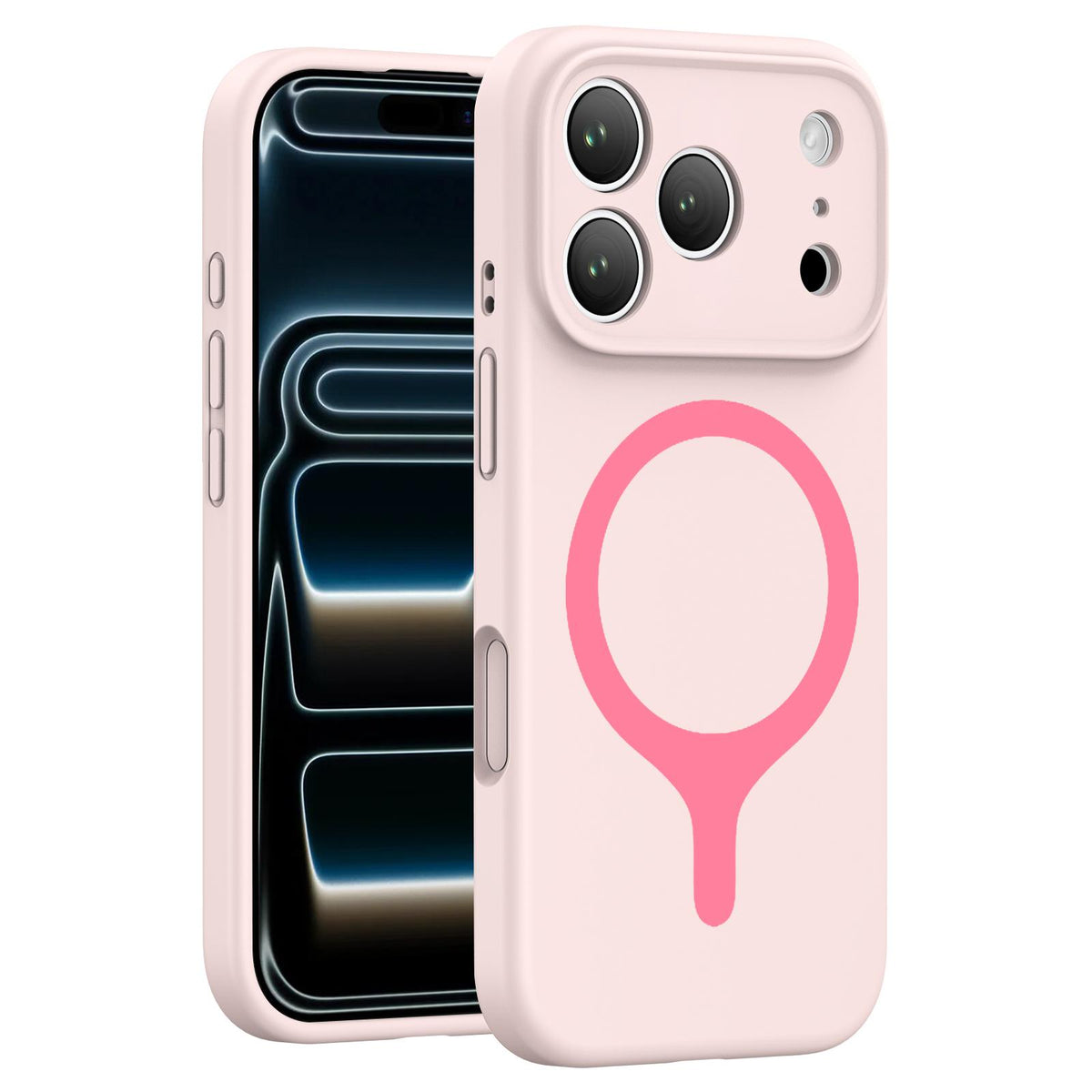 For iPhone 17 Pro Max Transforms Into 17 Series Liquid Silicone Magnetic Phone Case - Pink - EDA009893601C