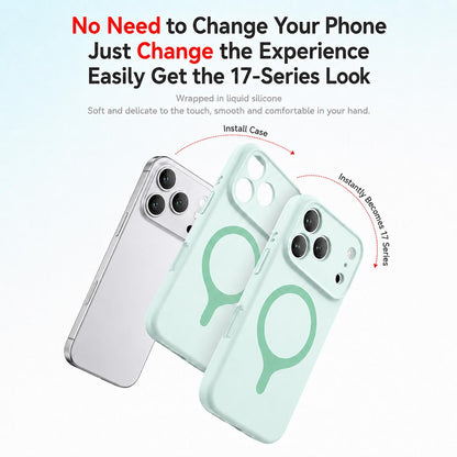 For iPhone 17 Pro Max Transforms Into 17 Series Liquid Silicone Magnetic Phone Case - Green - EDA009893601D