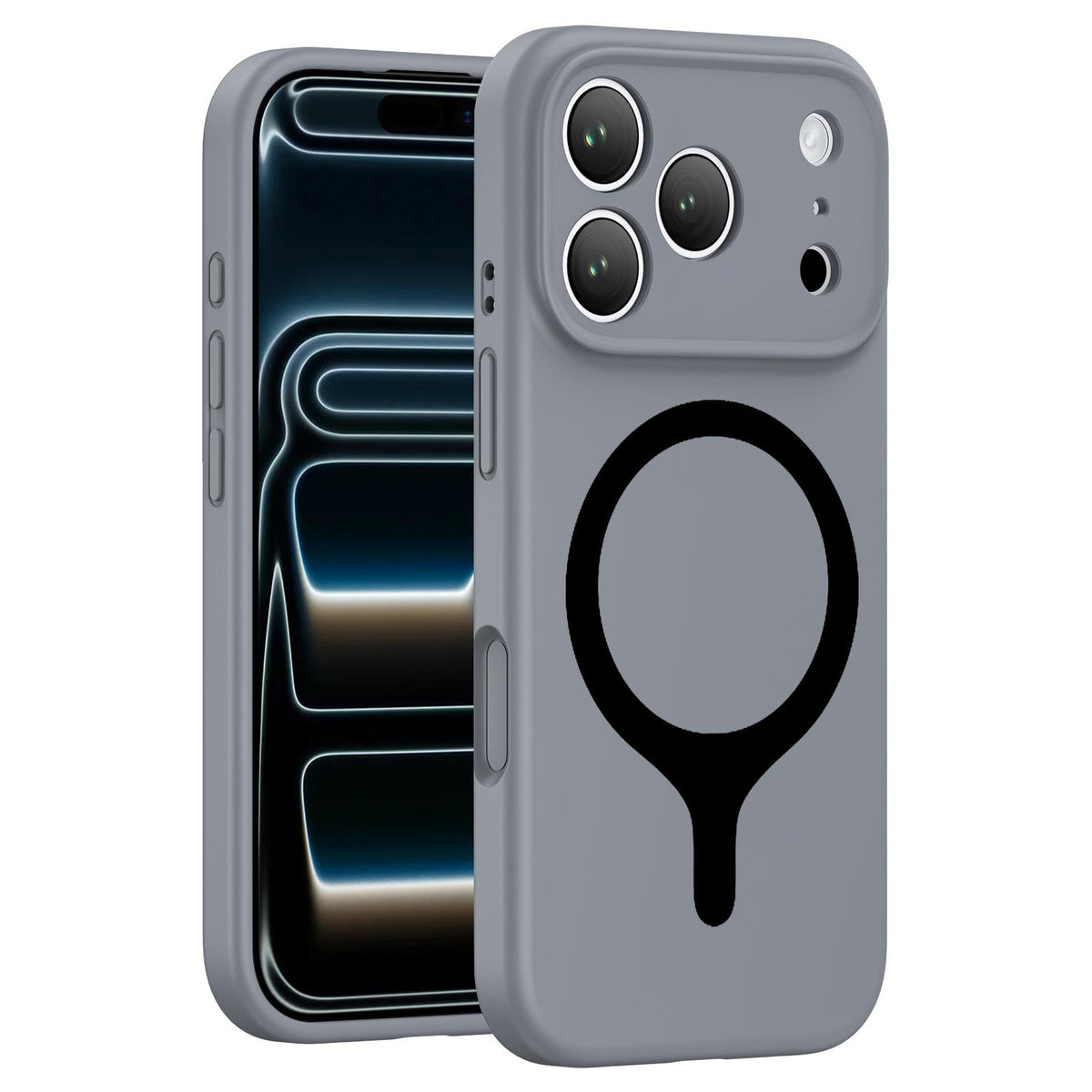 For iPhone 17 Pro Max Transforms Into 17 Series Liquid Silicone Magnetic Phone Case - Grey - EDA009893601G