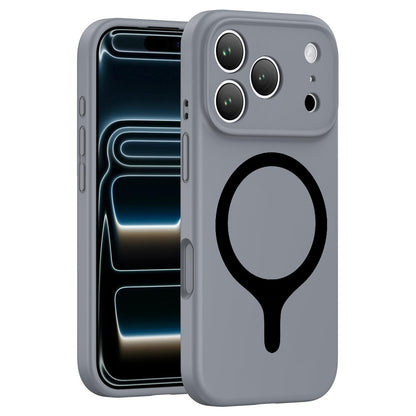 For iPhone 17 Pro Max Transforms Into 17 Series Liquid Silicone Magnetic Phone Case - Grey - EDA009893601G