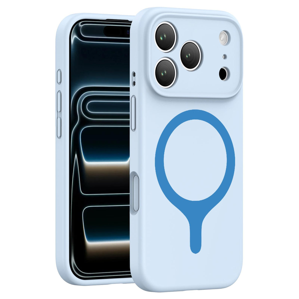 For iPhone 17 Pro Max Transforms Into 17 Series Liquid Silicone Magnetic Phone Case - Cloud Blue - EDA009893601H
