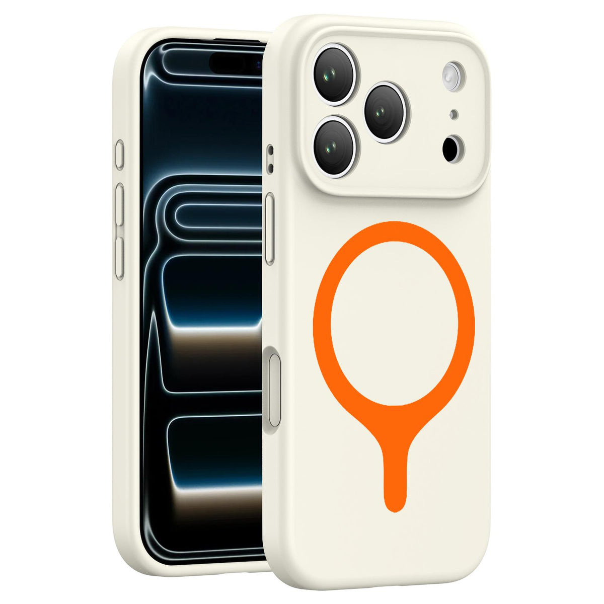 For iPhone 17 Pro Transforms Into 17 Series Liquid Silicone Magnetic Phone Case - White - EDA009893602A