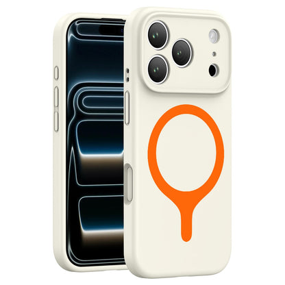 For iPhone 17 Pro Transforms Into 17 Series Liquid Silicone Magnetic Phone Case - White - EDA009893602A