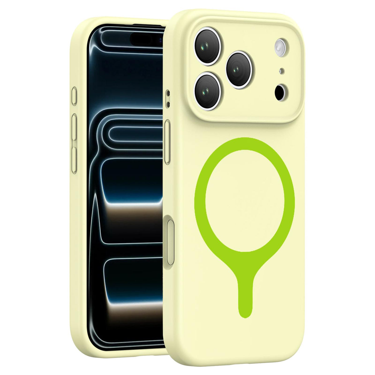 For iPhone 17 Pro Transforms Into 17 Series Liquid Silicone Magnetic Phone Case - Yellow - EDA009893602F